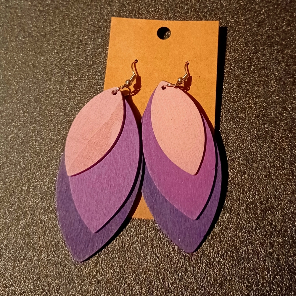 colorblock wood earrings